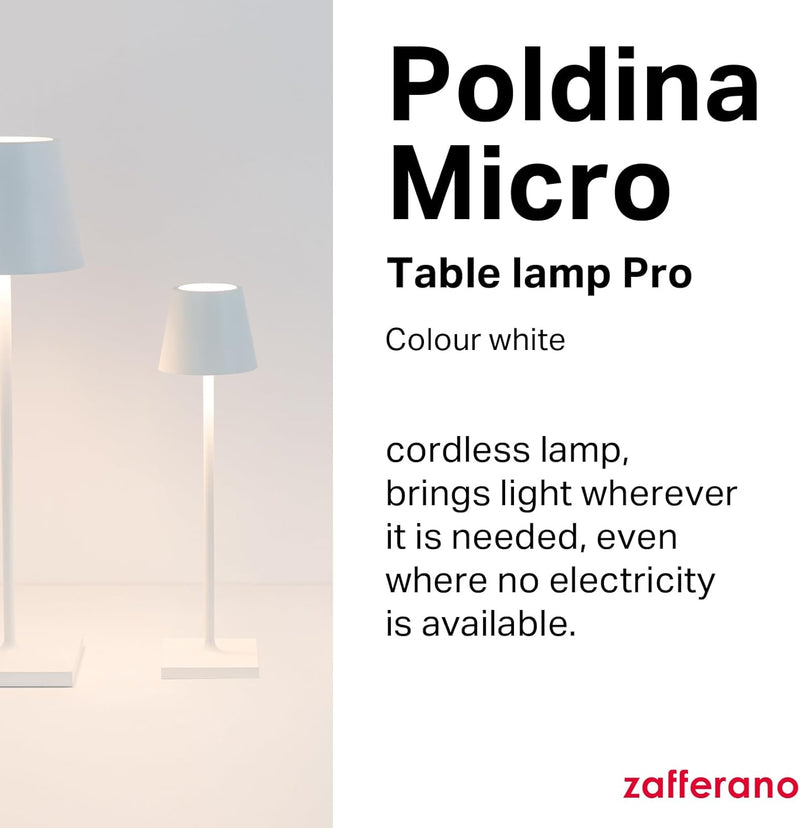 Poldina Micro Lamp Rechargeable Cordless Table with Touch