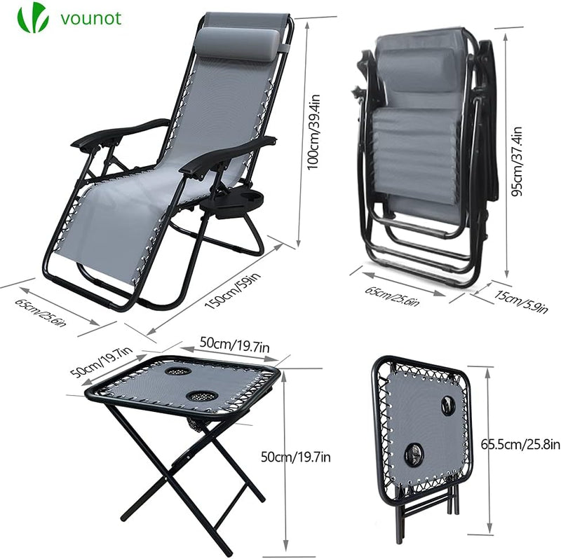 Zero Gravity Chair Folding Sun Loungers Recliner Garden