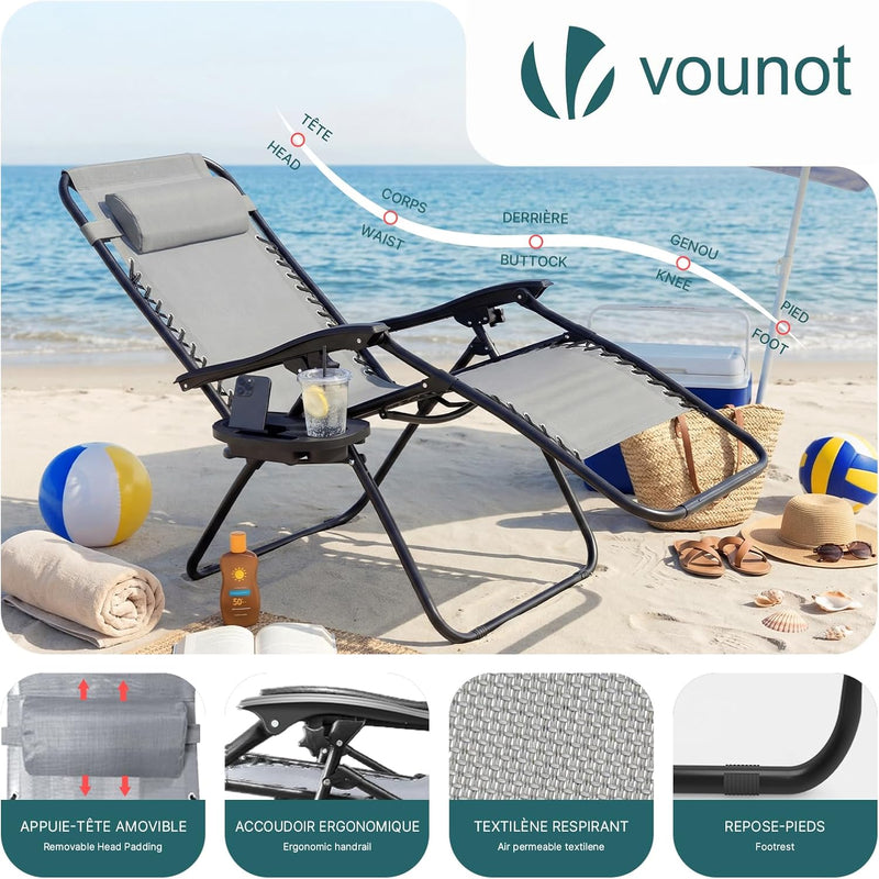 Zero Gravity Chair Folding Sun Loungers Recliner Garden