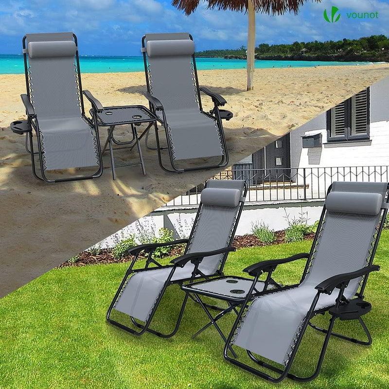 Zero Gravity Chair Folding Sun Loungers Recliner Garden