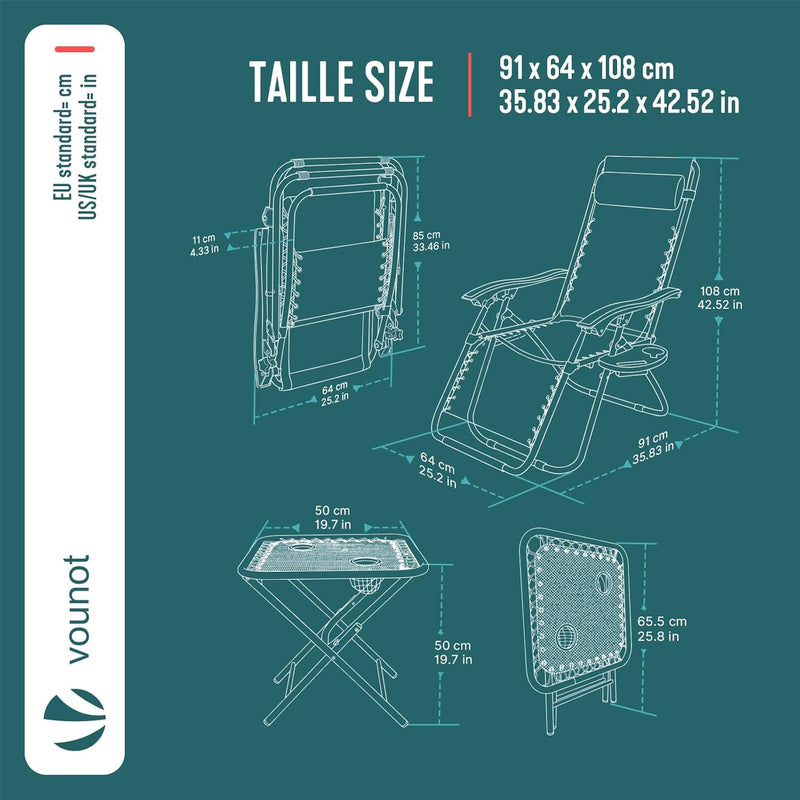 Zero Gravity Chair Folding Sun Loungers Recliner Garden