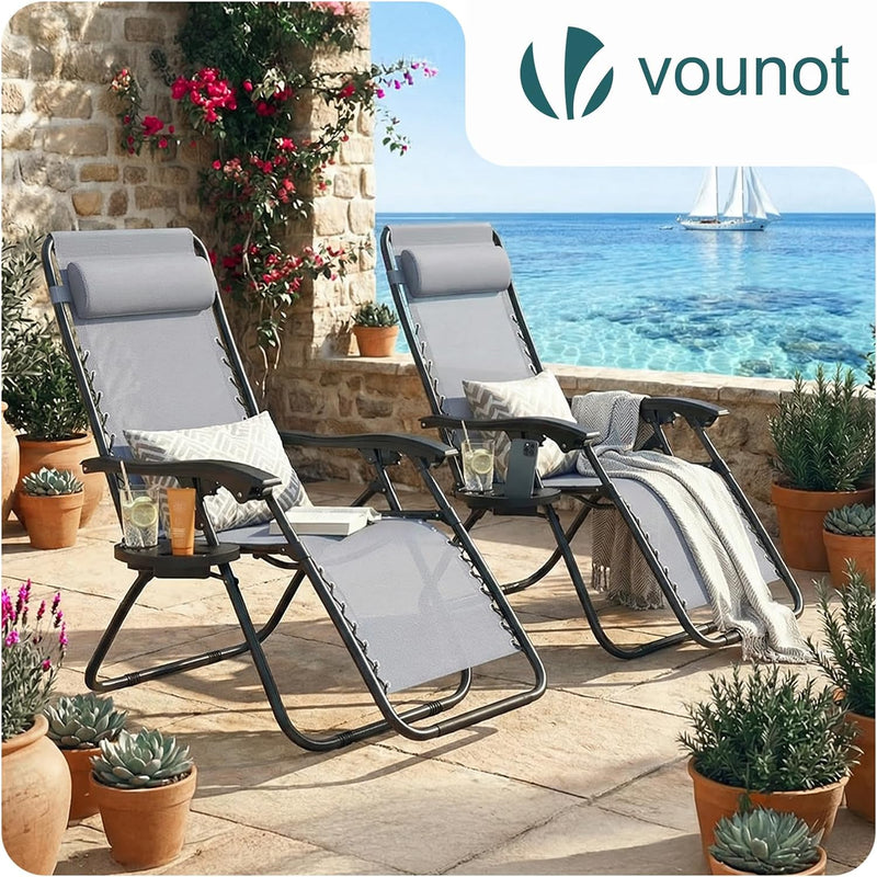 Zero Gravity Chair Folding Sun Loungers Recliner Garden