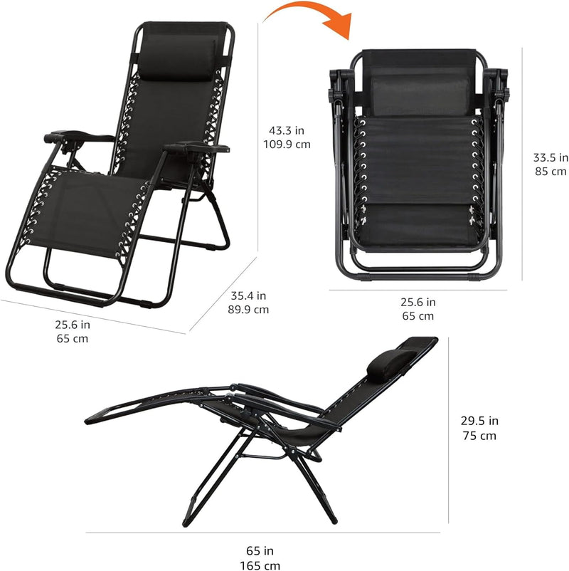 Outdoor Zero Gravity Mesh Lounge Chair with Pillow
