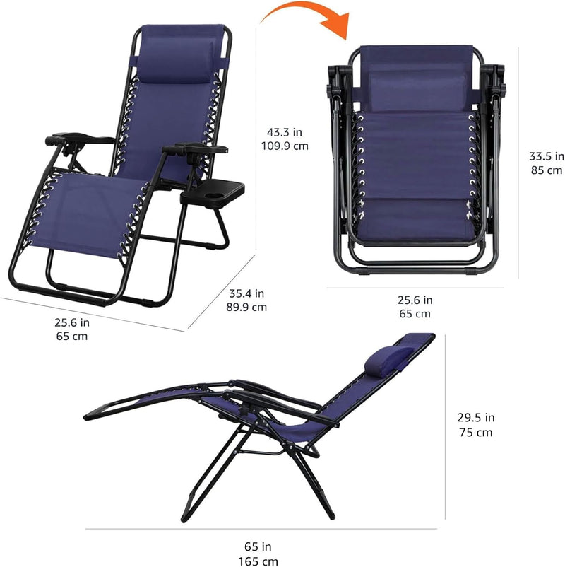 Outdoor Zero Gravity Mesh Lounge Chair with Pillow