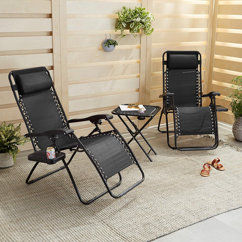 Outdoor Zero Gravity Mesh Lounge Chair with Pillow