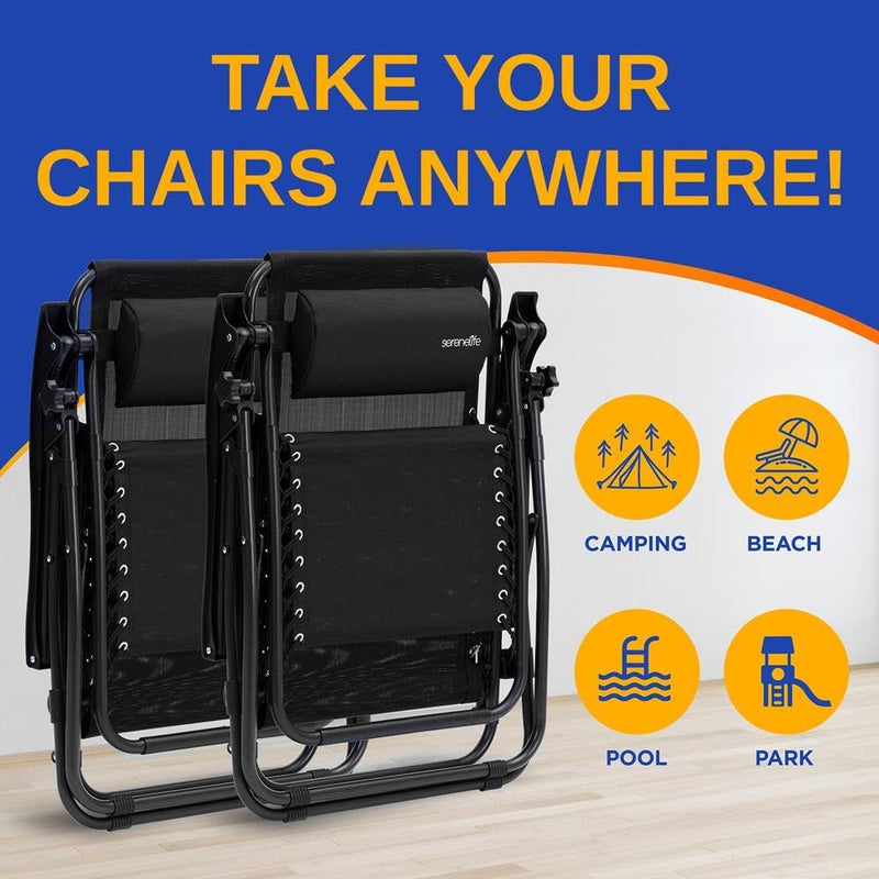 Zero Gravity Lounge Chair Adjustable Recliners (Set of 2)