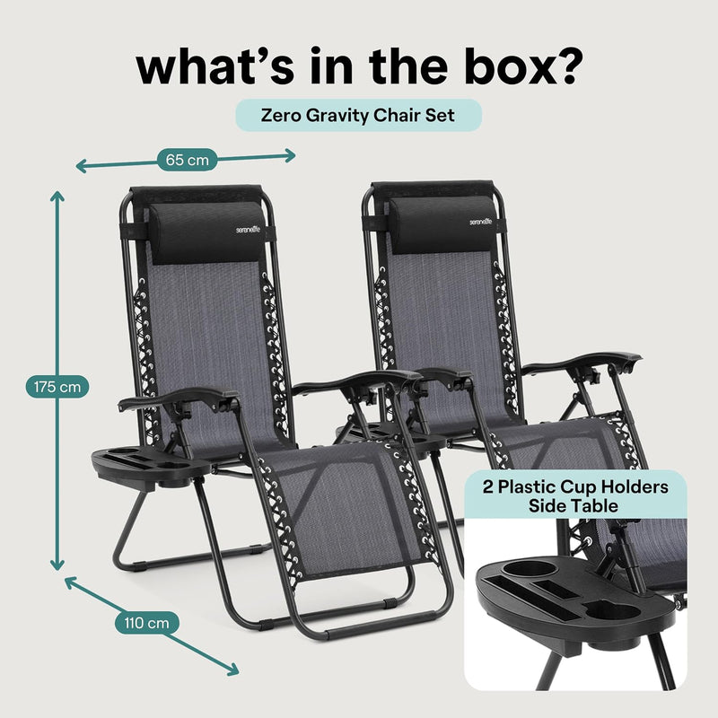 Zero Gravity Lounge Chair Adjustable Recliners (Set of 2)