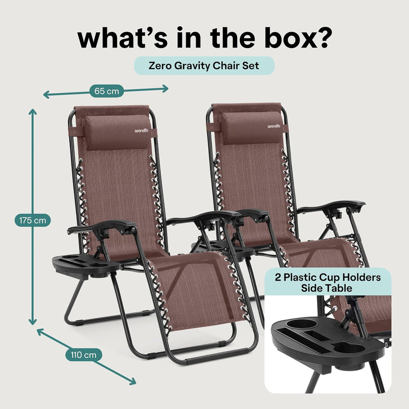 Zero Gravity Lounge Chair Adjustable Recliners (Set of 2)