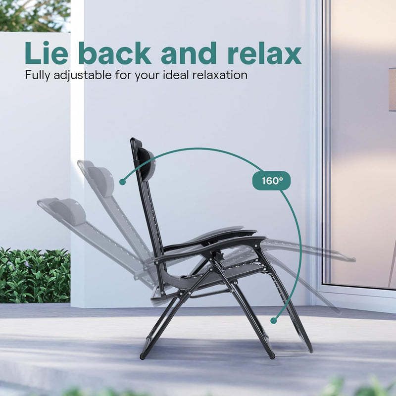 Zero Gravity Lounge Chair Adjustable Recliners (Set of 2)