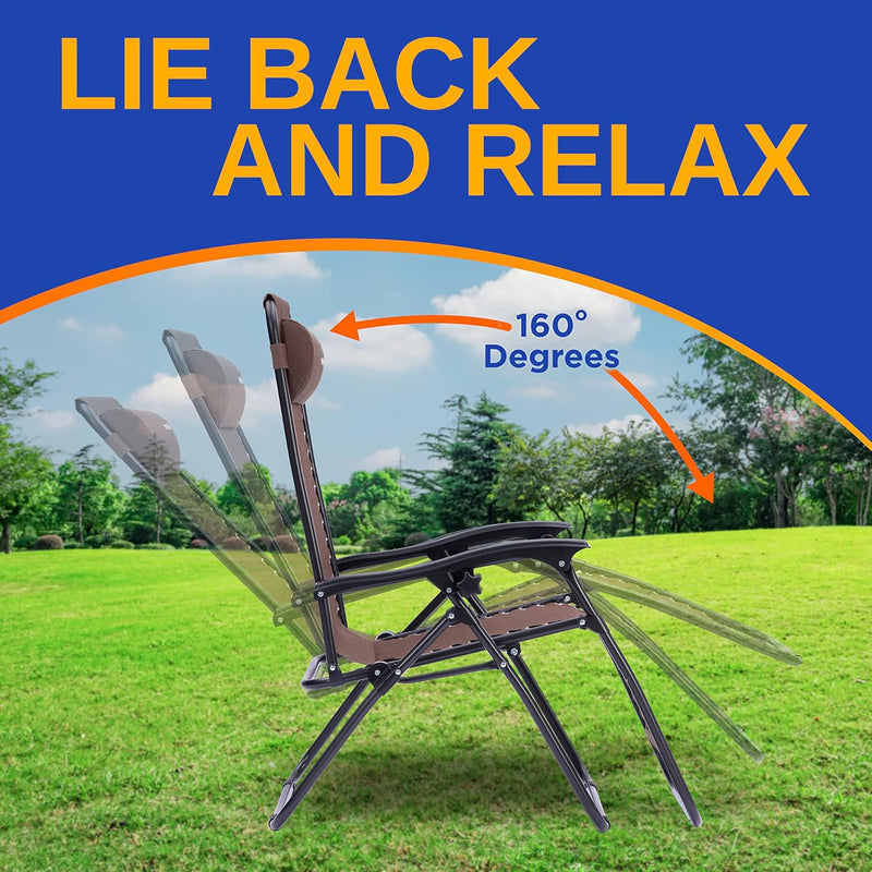 Zero Gravity Lounge Chair Adjustable Recliners (Set of 2)