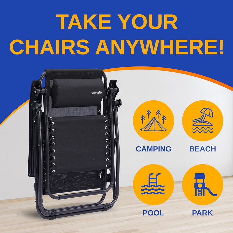 Zero Gravity Lounge Chair Adjustable Recliners (Set of 2)