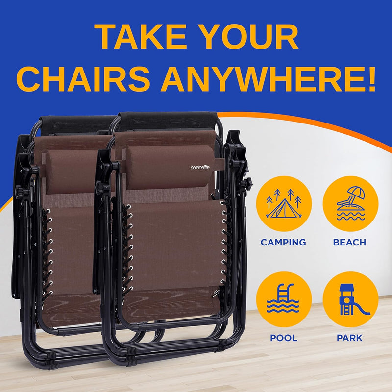 Zero Gravity Lounge Chair Adjustable Recliners (Set of 2)