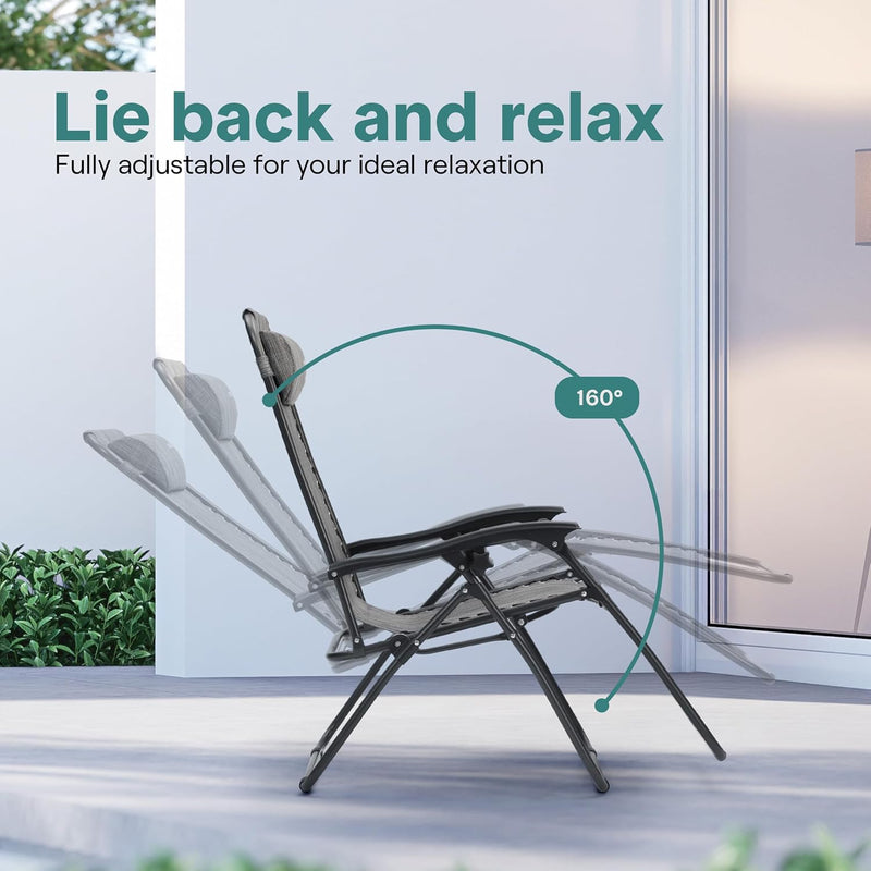 Zero Gravity Lounge Chair Adjustable Recliners (Set of 2)