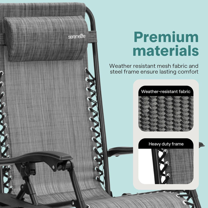 Zero Gravity Lounge Chair Adjustable Recliners (Set of 2)