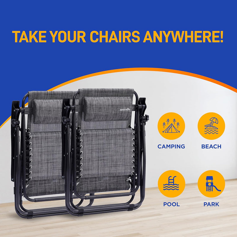 Zero Gravity Lounge Chair Adjustable Recliners (Set of 2)