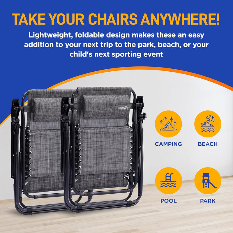 Zero Gravity Lounge Chair Adjustable Recliners (Set of 2)