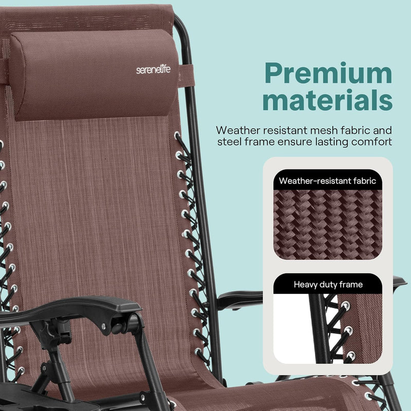 Zero Gravity Lounge Chair Adjustable Recliners (Set of 2)