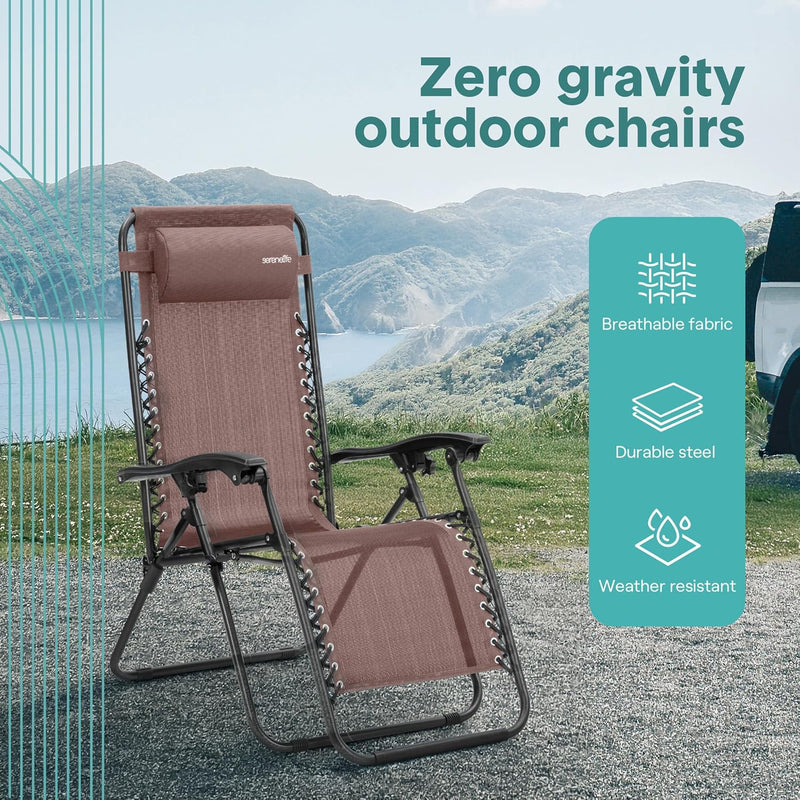 Zero Gravity Lounge Chair Adjustable Recliners (Set of 2)