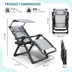 Zero Gravity Chair with Canopy Folding Reclining Garden
