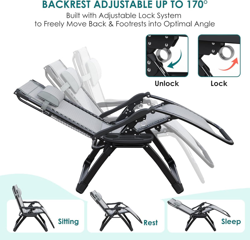 Zero Gravity Chair with Canopy Folding Reclining Garden