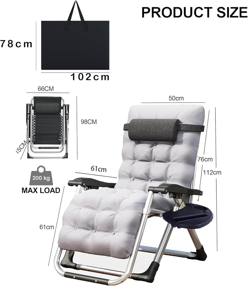 Zero Gravity Reclining Sun Lounger Chair with 10CM