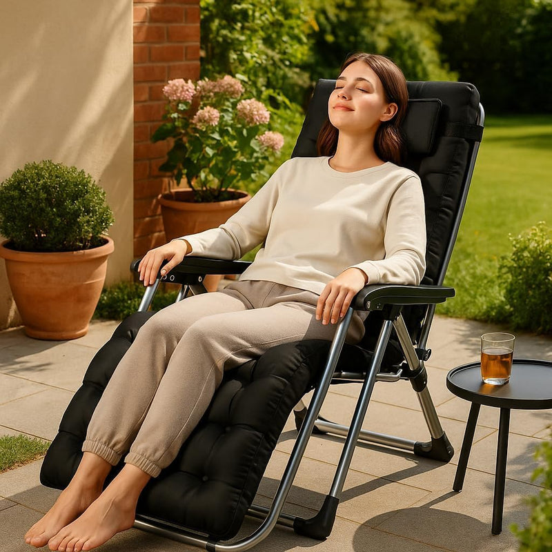 Zero Gravity Reclining Sun Lounger Chair with 10CM