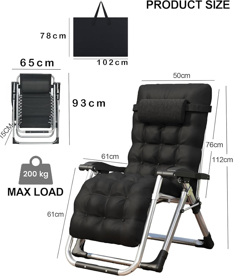 Zero Gravity Reclining Sun Lounger Chair with 10CM