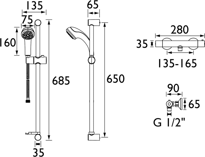 Zi Shxsmct C Zing Cool Touch Thermostatic Bar