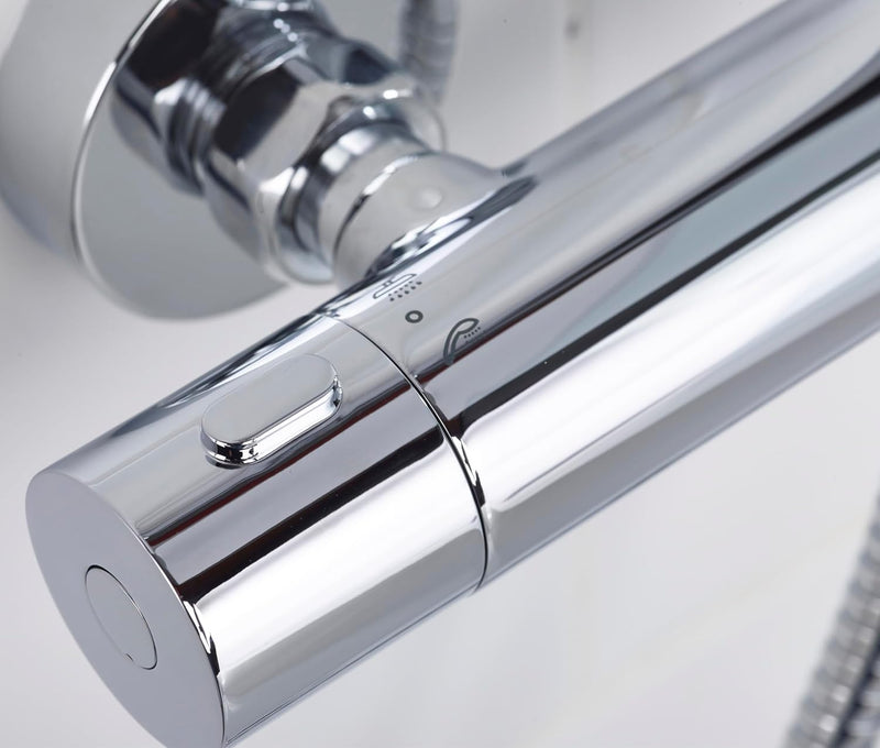 Zing2 Adjustable Thermostatic Rigid Riser Diverter Bar Shower