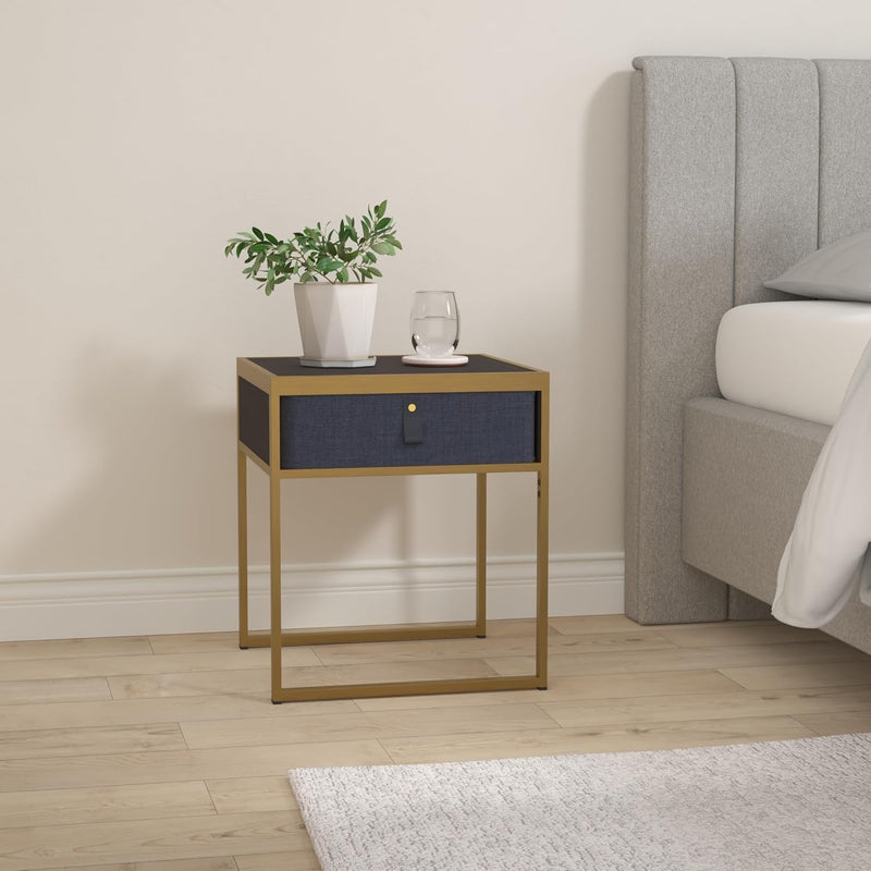Nightstand 45x43x52CM Metal and Wood Side Table