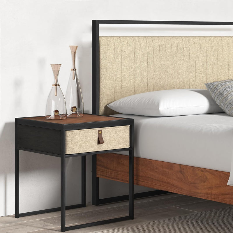 Nightstand 45x43x52CM Metal and Wood Side Table